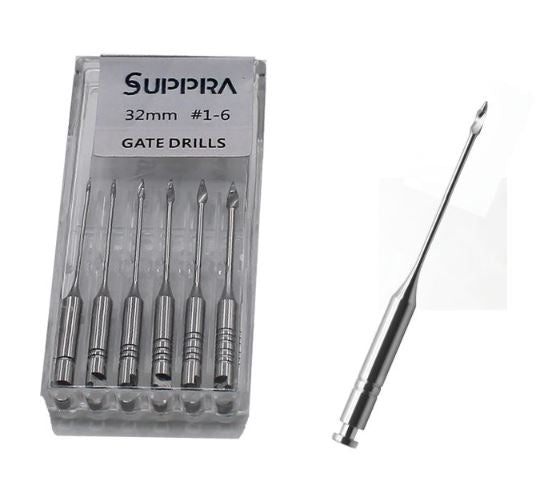 SUPPRA Gate Glidden Drill 32mm, #1 – #6, Stainless Steel, Assorted, 6/Pk