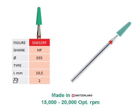 SD652RF-Jota Zirconia Diamond Stone, HP , Conical End Domed, Ø 3.5mm,