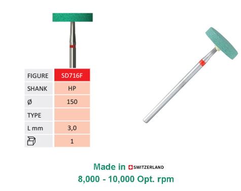 SD716F-Jota Zirconia Diamond Stone, HP, Disc, Ø 15mm, FINE