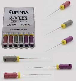 Suppra Endodontic 25mm K-Files. Pack of 6 Files