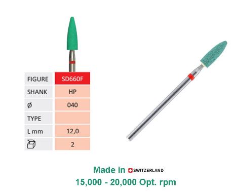 SD660F-Jota Zirconia Diamond Stone, HP , Bullet , Ø 4.0mm, FINE