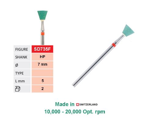 SD735F-Jota Zirconia Diamond Stone, HP, Inverted Conical  Ø 7mm, FINE