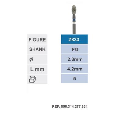Z833.FG.023-Jota Zirconia Diamond Burs, Egg, Football, Ø 2.3mm ,