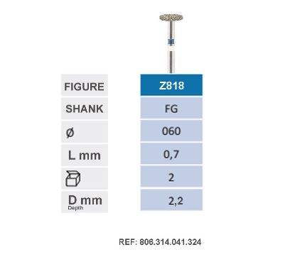 Z850.FG.018-Jota Zirconia Diamond Burs, Tapered Round End Cylinder,  Ø1.8mm, Medium