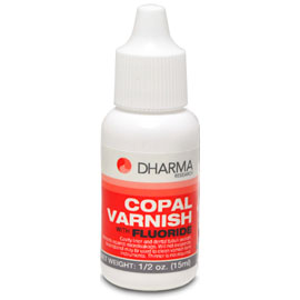 Dharma Self-Cure Cavity Varnish with Fluoride, 1/2 oz. Dropper Bottle. Protects